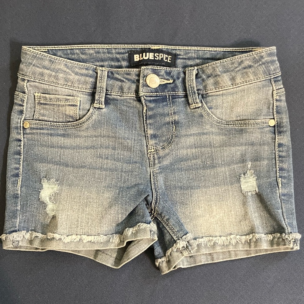 Blue Spice girls size 7 stretch denim jean shorts